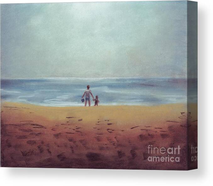 Daddy Canvas Print featuring the drawing Daddy at the Beach by Samantha Geernaert