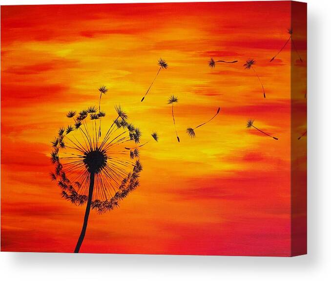 Dandelion Sunset Painting Canvas Print