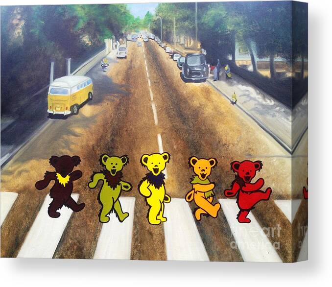 Beatles Canvas Print featuring the painting Dead on Abbey Road by Jen Santa