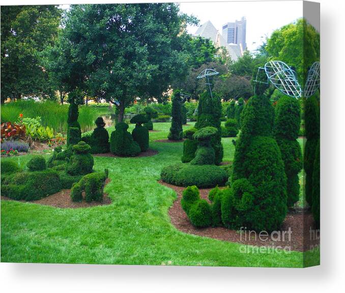 Deaf School Topiary Park Sculpture Canvas Print featuring the photograph Deaf School Topiary Park Sculpture by Paddy Shaffer