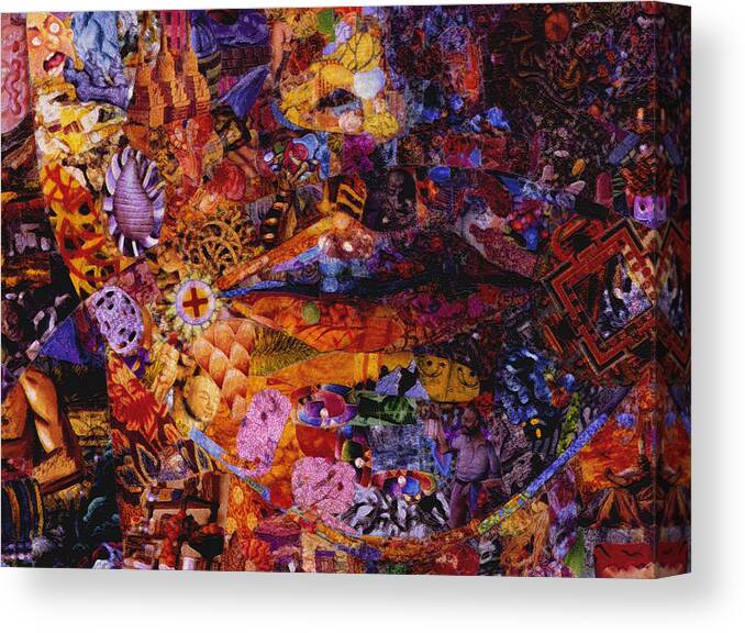  Canvas Print featuring the painting Detail of a Face Collage by Steve Fields