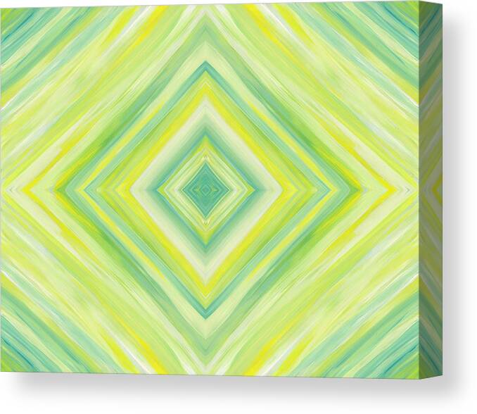 Diamond Canvas Print featuring the painting Diamond in Green and Yellow by Barbara St Jean