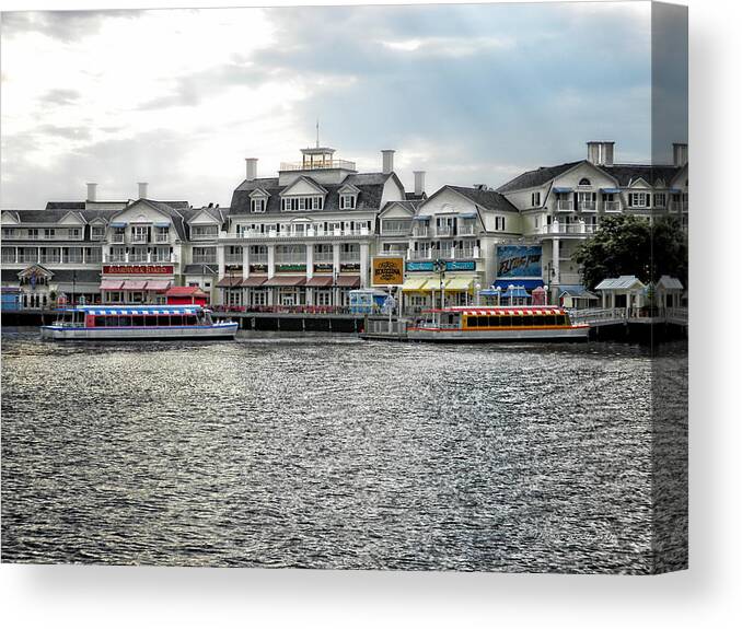 Boardwalk Canvas Print featuring the photograph Docking At The Boardwalk Walt Disney World by Thomas Woolworth