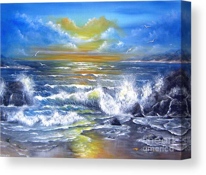 Sun Canvas Print featuring the painting Down came the sun by Bella Apollonia