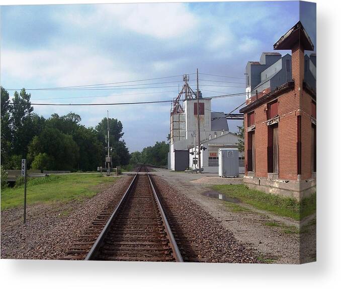 Train Canvas Print featuring the photograph Down The Track by The GYPSY and Mad Hatter