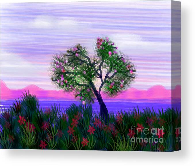 Landscape Canvas Print featuring the painting Dream of Spring by Judy Via-Wolff