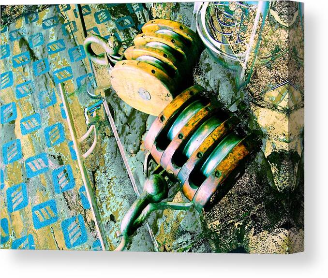Wooden Pulley Canvas Print featuring the photograph Drop and Give Me 20 by Laureen Murtha Menzl