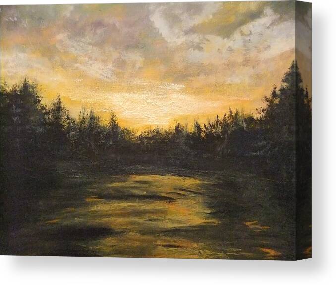 Acrylic Canvas Print featuring the painting Dusk Sunset by Lynne McQueen