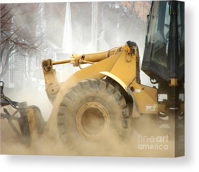 Excavator Canvas Print featuring the photograph Dust Machine by Olivier Le Queinec
