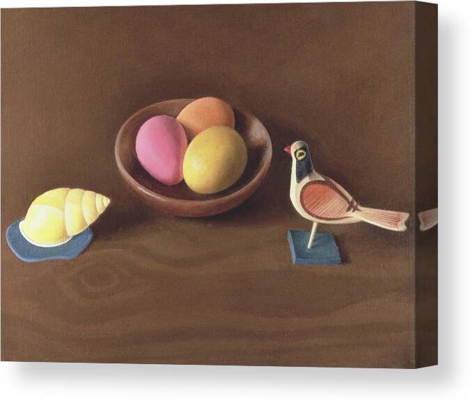 Egg Canvas Print featuring the photograph Easter Eggs, Shell And Bird Oil On Canvas by Tomar Levine