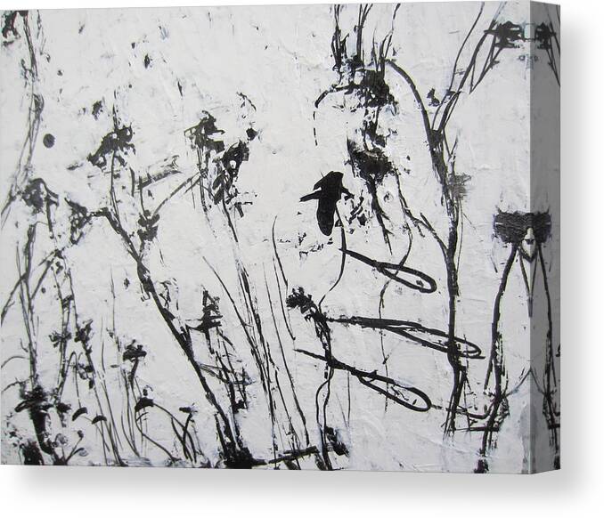 Black And White Canvas Print featuring the painting Excerpt 1 from Black and White 3 by Francine Ethier