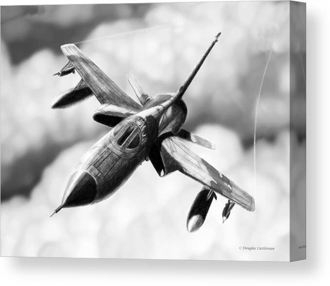 Aviation Canvas Print featuring the drawing F-105D Thunderchief by Douglas Castleman