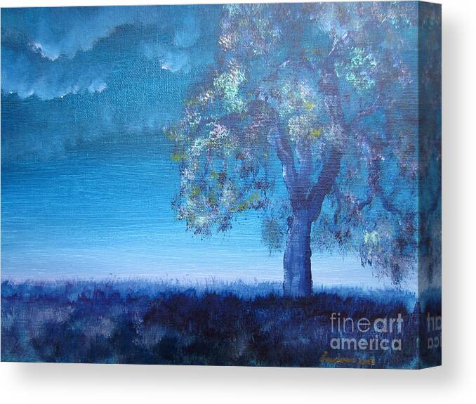 Oak Tree Canvas Print featuring the painting Fading Light by Laurianna Taylor
