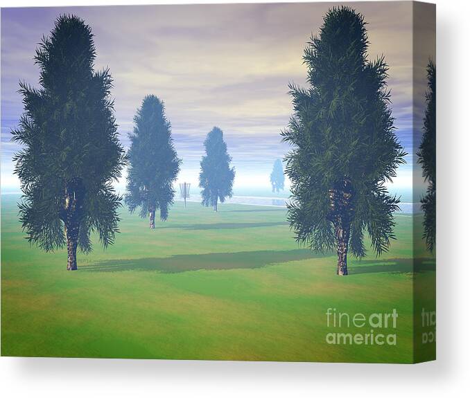 Disc Golf Canvas Print featuring the digital art Fairway To Seven by Phil Perkins