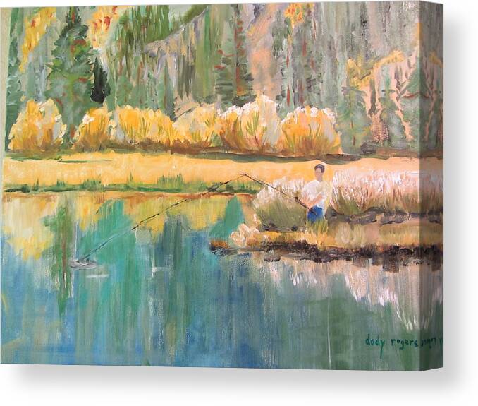 Fall Canvas Print featuring the painting Fall Fishin by Dody Rogers