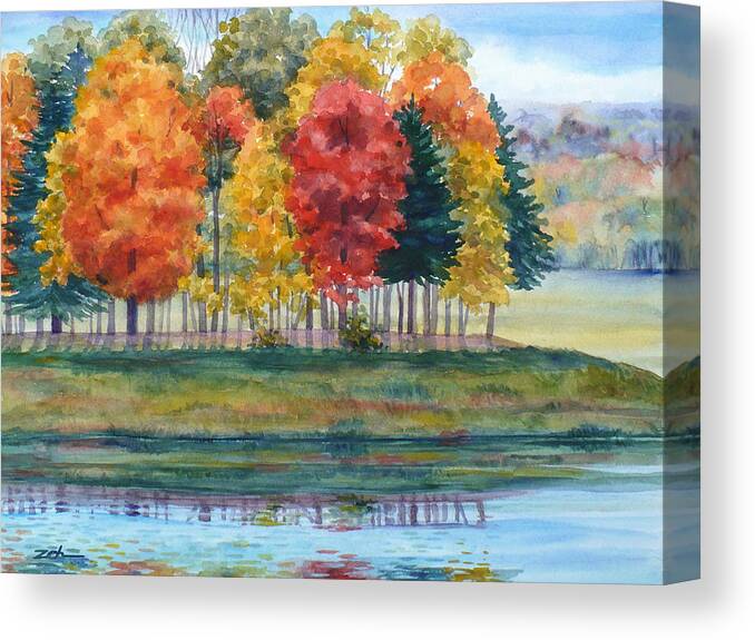 Autumn Print Canvas Print featuring the painting Fall Reflections by Janet Zeh