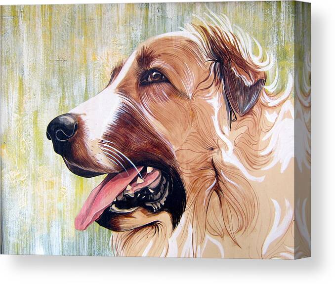 Dog Canvas Print featuring the painting Family pet by Alan Metzger