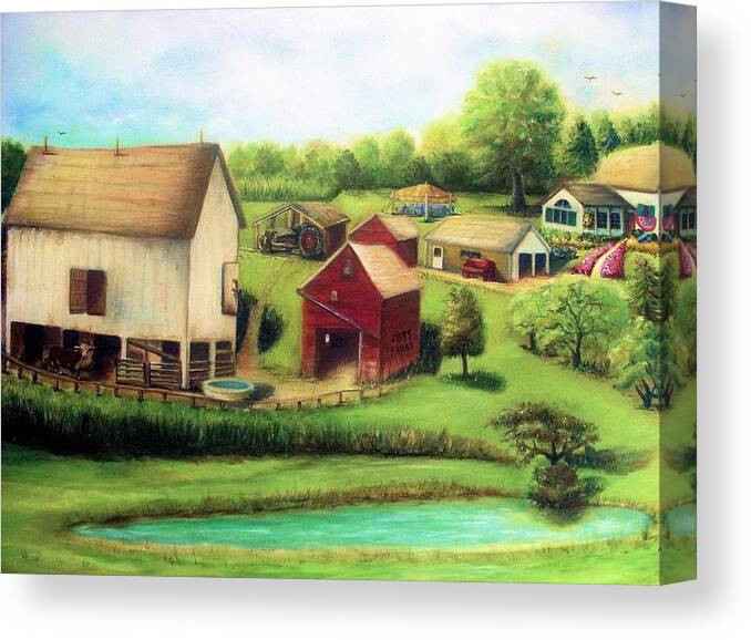 Farm Canvas Print featuring the painting Farm by Bernadette Krupa