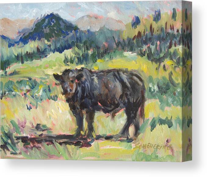 Landscape Canvas Print featuring the painting Ferdinand in the Valley by Rosemary Scheuering