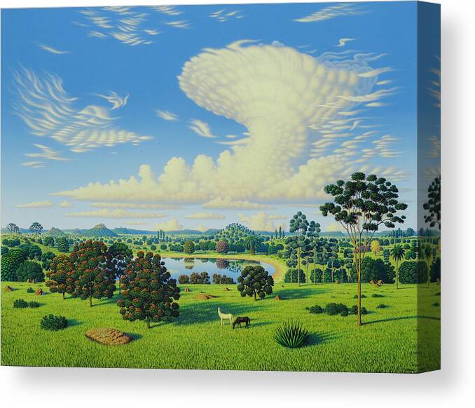 Landscape Canvas Print featuring the painting Fields of peace by Tuco Amalfi