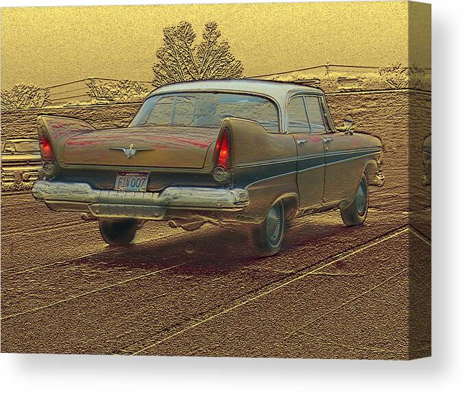 Cars Canvas Print featuring the mixed media Fins by Steve Karol