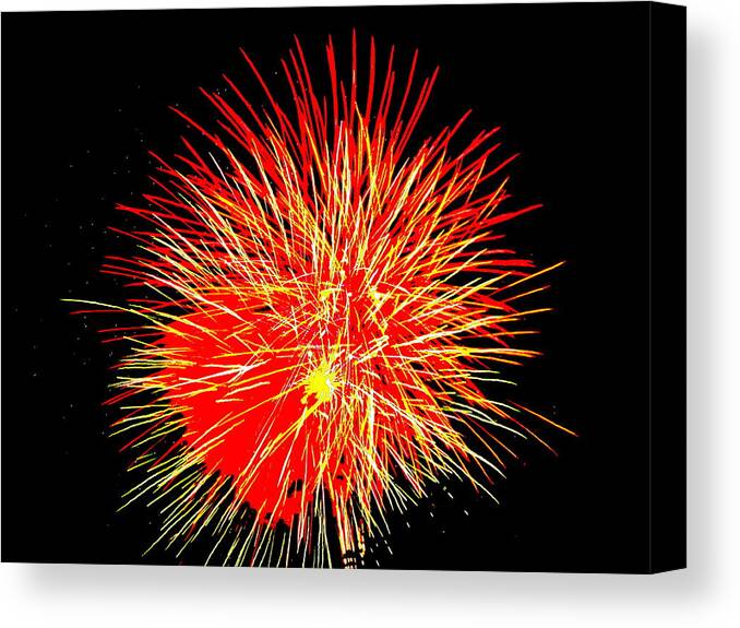 Fireworks Canvas Print featuring the photograph Fireworks in Red and Yellow by Michael Porchik