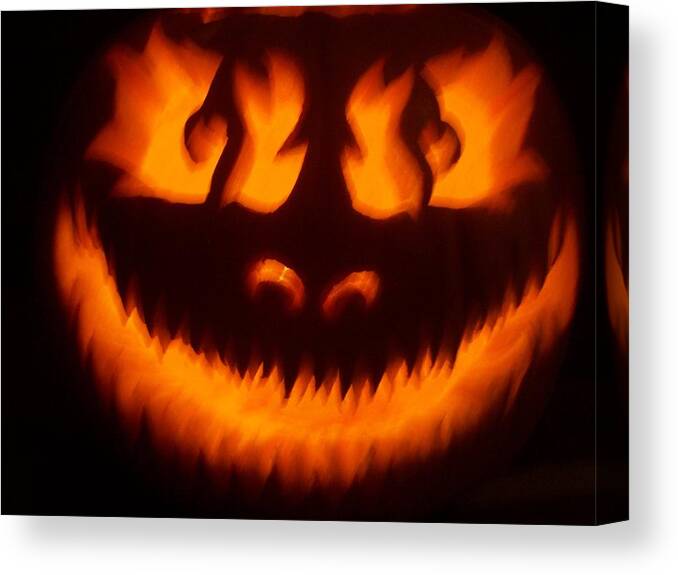 Pumpkin Canvas Print featuring the sculpture Flame Pumpkin by Shawn Dall