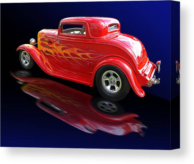 Hotrod Canvas Print featuring the photograph Flaming Roadster by Gill Billington