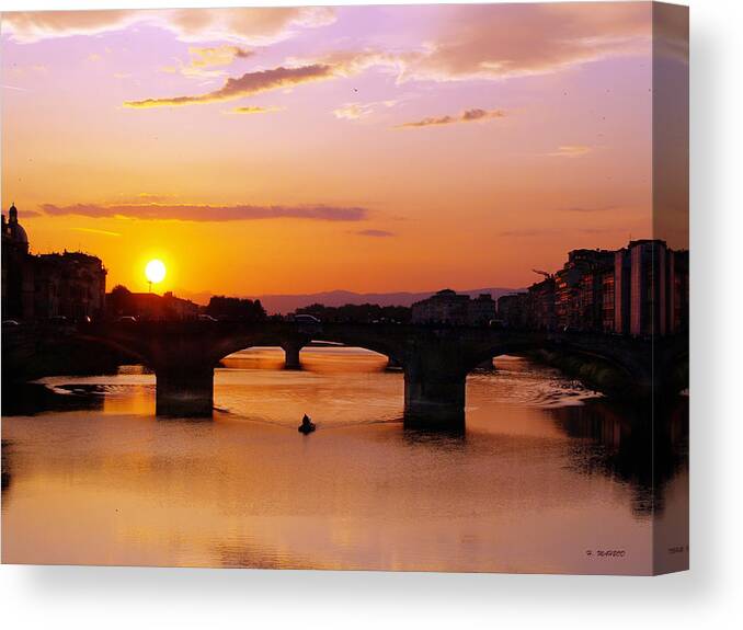 Florence Evening Image Canvas Print featuring the photograph Florence sunset by Haleh Mahbod