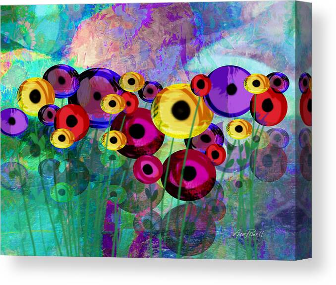 Flower Canvas Print featuring the painting Flower Power abstract art by Ann Powell
