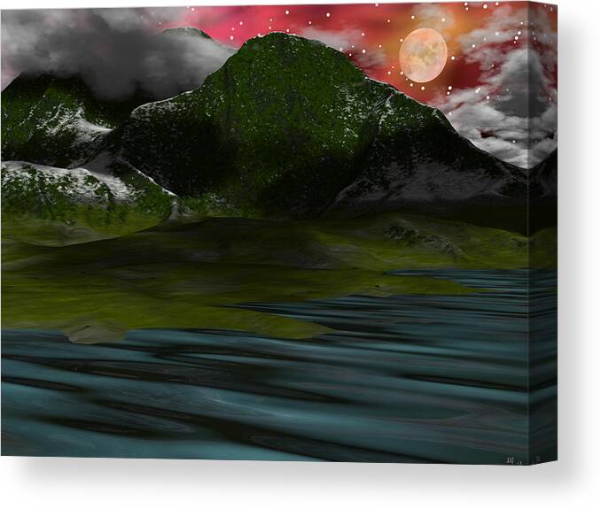 Landscape Canvas Print featuring the digital art Foggy Mountain Dew by Michele Wilson