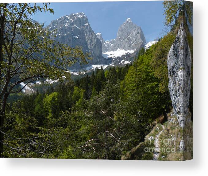 Passo Di Ceda Canvas Print featuring the photograph A walk in the Brenta Dolomites by Phil Banks