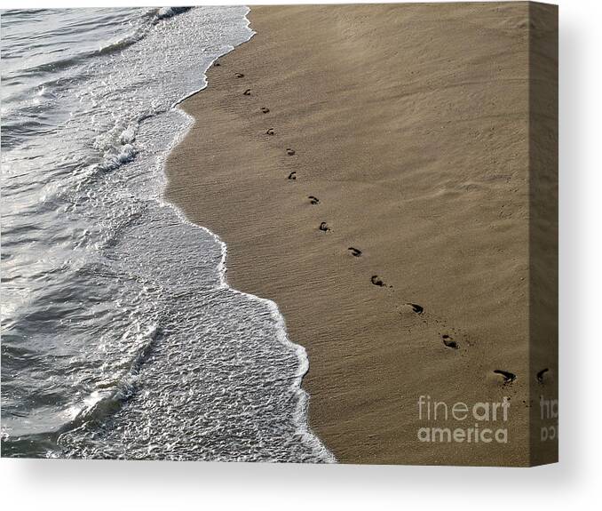 Sand Canvas Print featuring the photograph Footprints by Kelly Holm