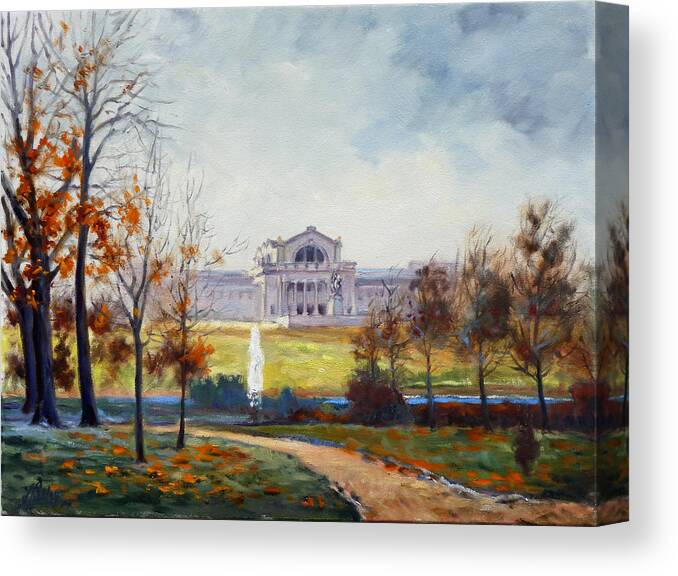 Forest Park Canvas Print featuring the painting Forest Park Fall Saint Louis by Irek Szelag