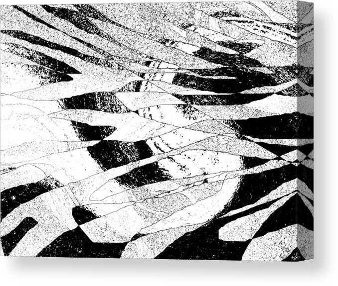 Black And White Abstract Expressionist Canvas Print featuring the digital art Fourteen by Priscilla Batzell Expressionist Art Studio Gallery