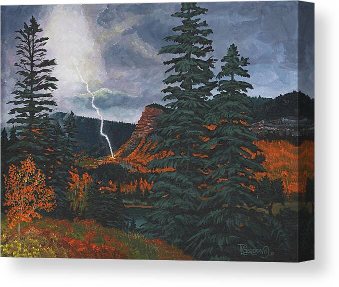 Landscape Canvas Print featuring the painting From The Heavens To Earth by Timithy L Gordon