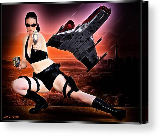 Heorine Canvas Print featuring the painting Future War by Jon Volden