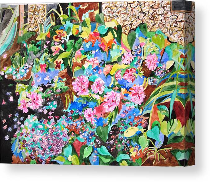 Garden Glory Canvas Print featuring the painting Garden Glory by Esther Newman-Cohen