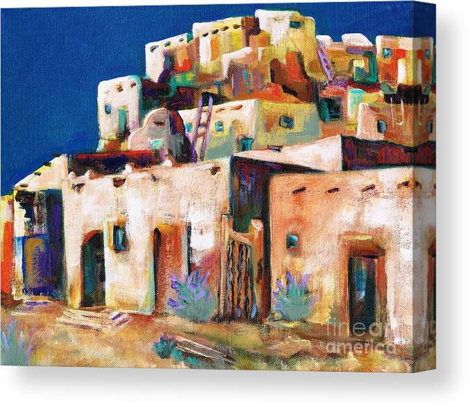 Adobe Canvas Print featuring the painting Gateway Into The Pueblo by Frances Marino