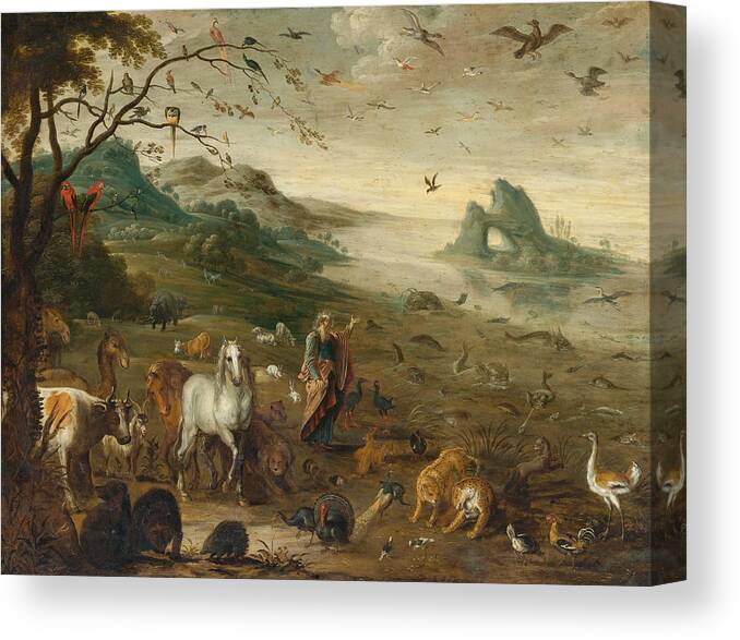 Isaac Van Oosten Canvas Print featuring the painting God Creating the Animals of the World by Isaac van Oosten