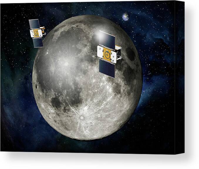 Astronomy Canvas Print featuring the photograph Grail Spacecraft Over The Moon by Nasa/science Photo Library