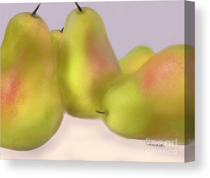 Still Life Canvas Print featuring the digital art Grand Pears by Christine Fournier