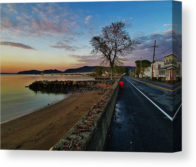 Rockland County Landscapes Canvas Print featuring the photograph Grassy Point Seawall by Thomas McGuire