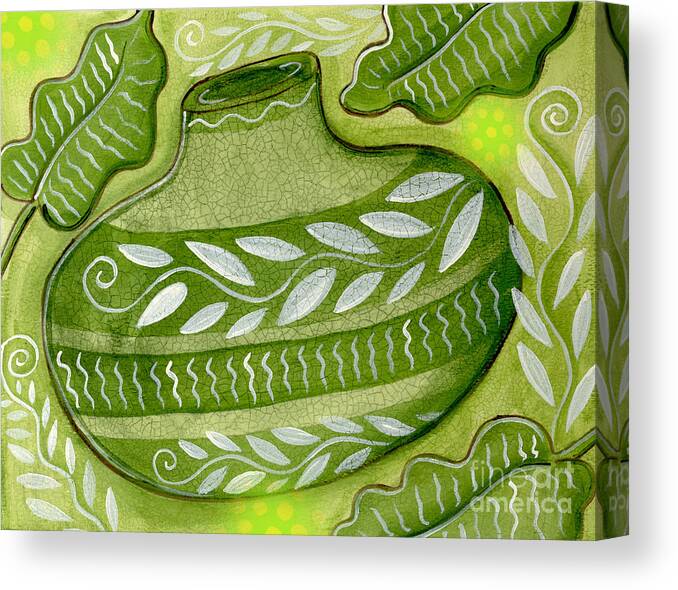 Leaves Canvas Print featuring the mixed media Green Gourd by Elaine Jackson