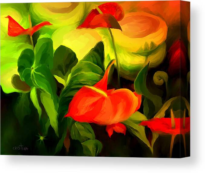 Digital Print Canvas Print featuring the painting Green red by Cristina Edelman