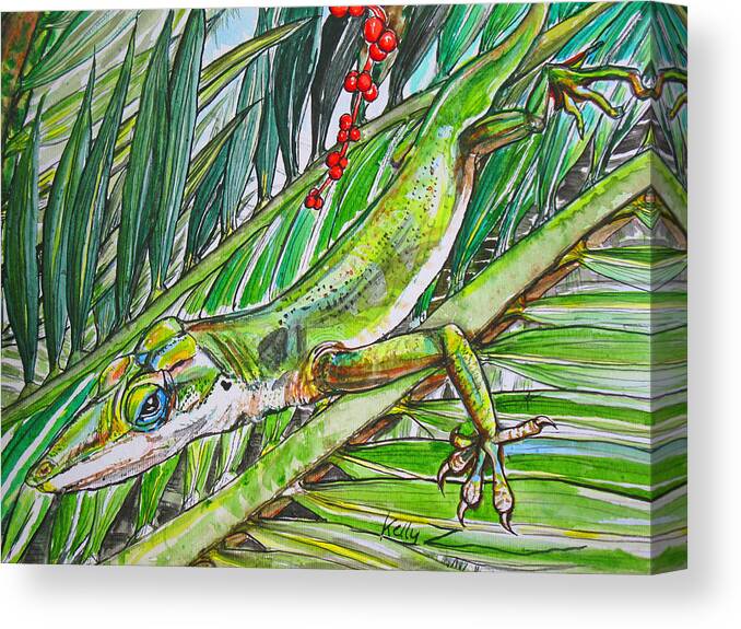 Green Canvas Print featuring the painting Green With Envy by Kelly Smith