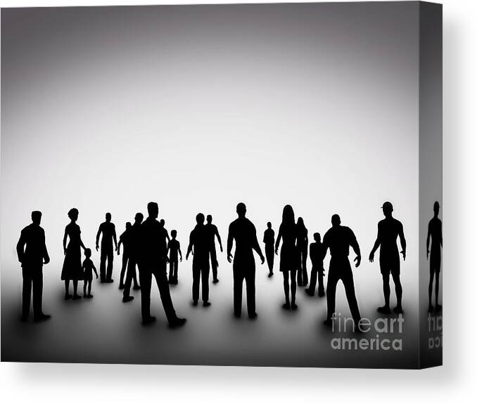 People Canvas Print featuring the photograph Group of various people silhouettes by Michal Bednarek