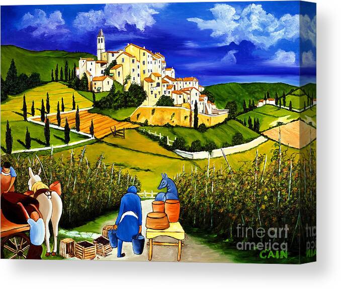 Grapes Canvas Print featuring the painting Harvest the Grapes by William Cain