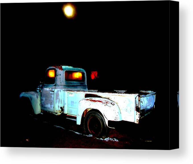 Digital Art Canvas Print featuring the digital art Haunted truck by Cathy Anderson