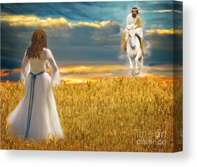 Prophetic Art Canvas Print featuring the painting He Is Coming by Constance Woods
